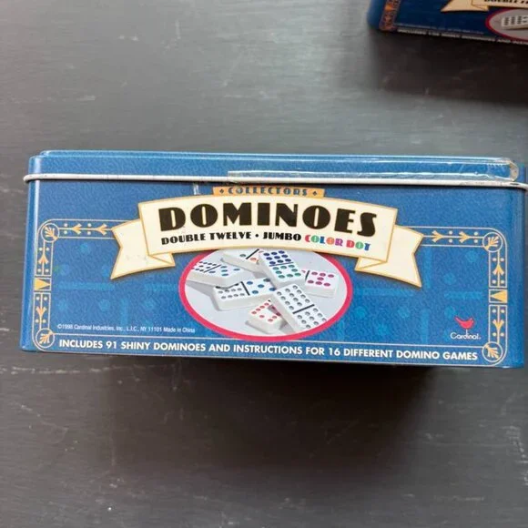 Cardinal Double Fifteen 136 Jumbo Color Dominoes in a collector's tin RARE 1998 - Picture 2 of 4